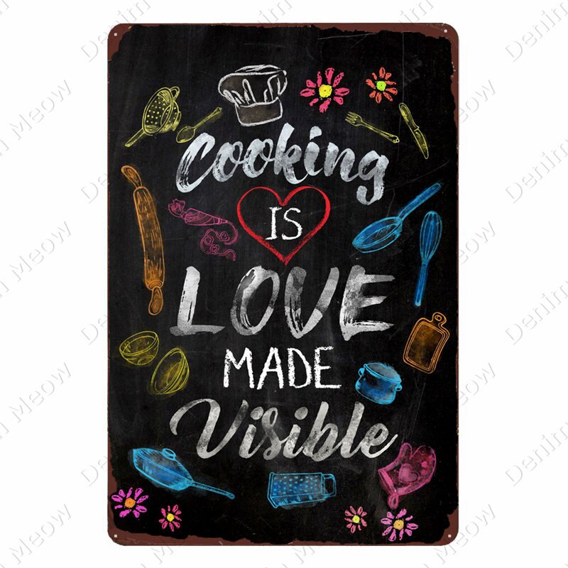 Cooking is Love Made Visible decorative metal kitchen sign