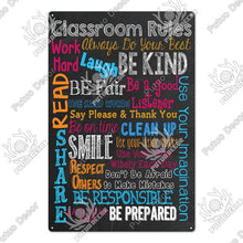 Load image into Gallery viewer, Classroom rules metal sign
