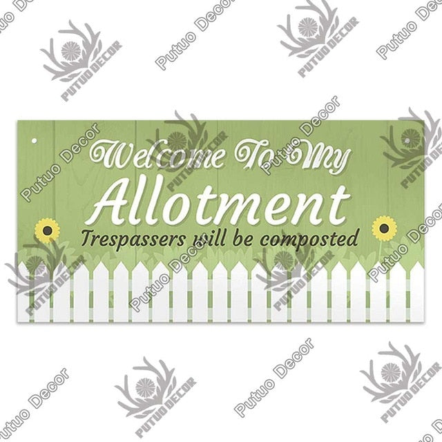 Welcome to my Allotment- wooden hanging sign