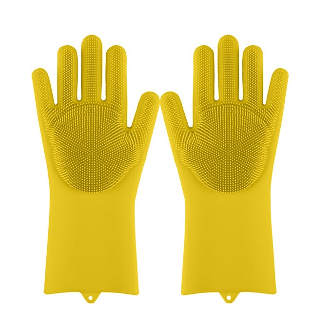 1 Pair Magic Silicone Dishwashing / Pet cleaning Reusable Gloves